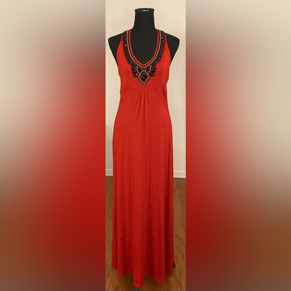 A.n.a - Orange red Maxi backless tie, neck dress size S‎